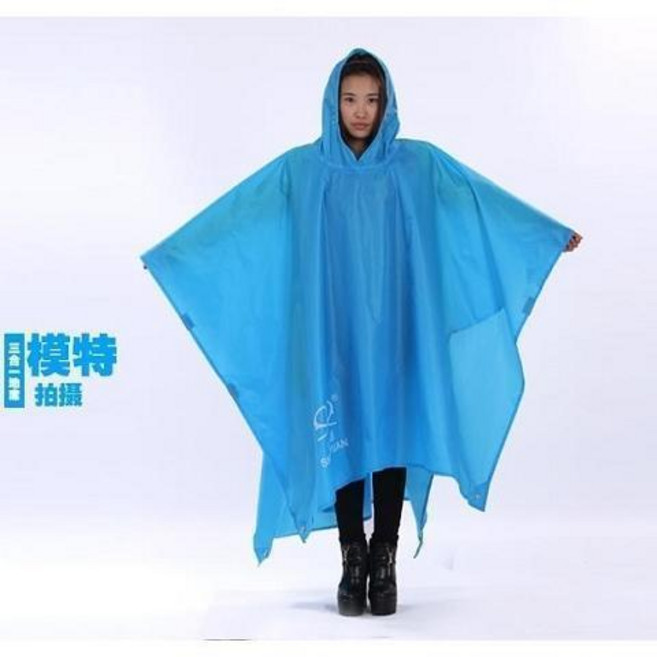 SHENGYUAN 戶外多功能雨衣斗篷 登山雨披 天幕 男女適用, 天藍,均碼, 1個