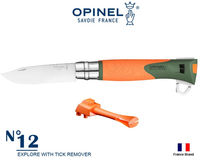 Opinel 法國 No.12 EXPLORE 探險家 多功能求生刀 附除蜱器, 1個
