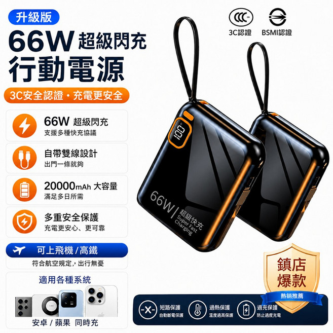 防爆電芯 固態防爆電池【可上飛機 3CCC認證 74wh標識】當天寄出 兩年保固 20000mAh 行動電源 PD快充, 幻影黑, 131