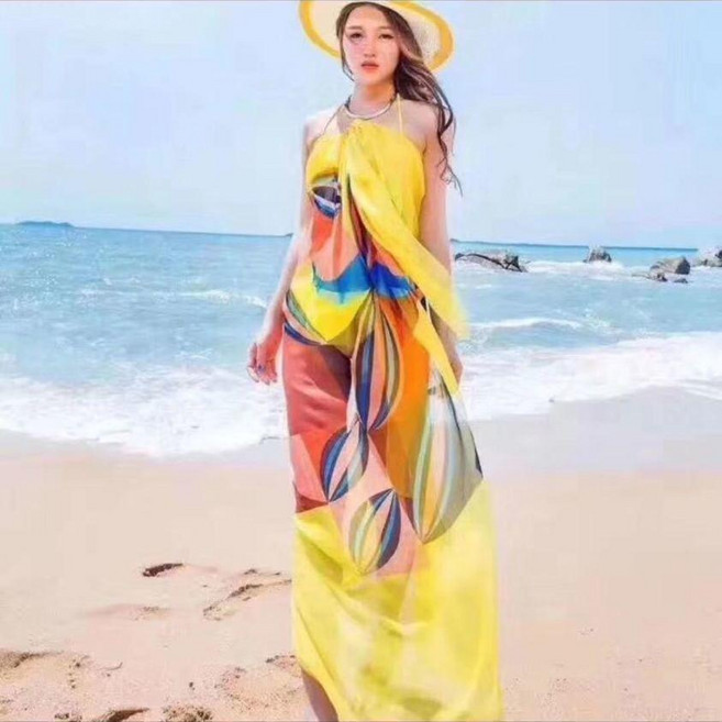 繽紛彩虹絲巾圍巾 女仕大尺寸紗巾 防曬披肩 四季百搭