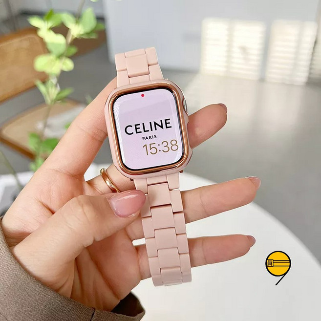 樹脂錶帶 適用 Apple Watch 11 10 9 8 7 6 SE 46mm 42mm 蘋果手錶帶, 珍珠白錶帶+白間銀色殼,46mm(S11/S10)通用-送調表器, 1個
