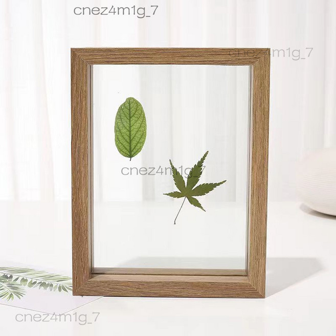 雙面透明玻璃相框 懸掛/擺台 創意畫框 展示架, 1個, 原木色 有機玻璃 5寸 內徑8 9 12 7cm
