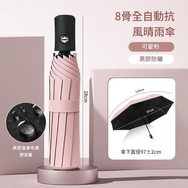 全自動機械手柄摺疊傘 UPF50+ 晴雨兩用