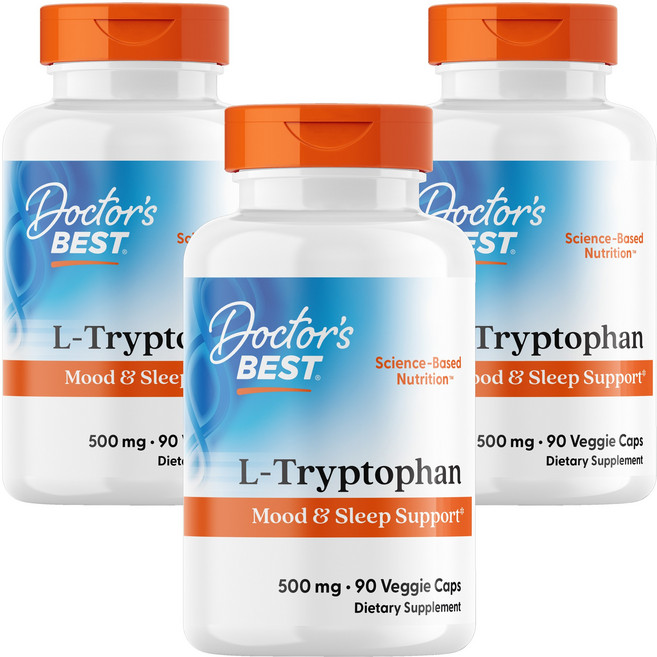 Doctor's BEST L色氨酸素食膠囊 500mg, 3罐, 90顆