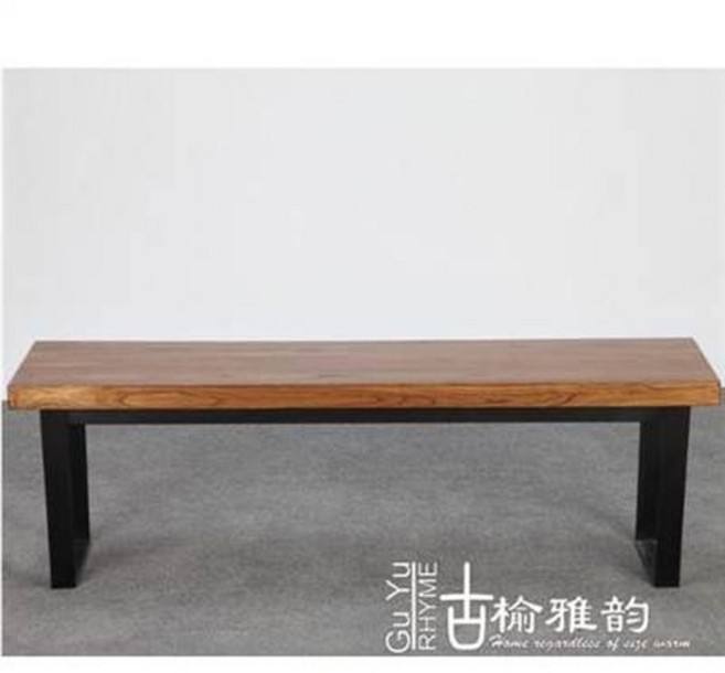 古榆雅韵 木質長凳, 老榆木傢俱長條凳復古工業風格設計鐵木長條凳實木板凳換鞋凳, 1件