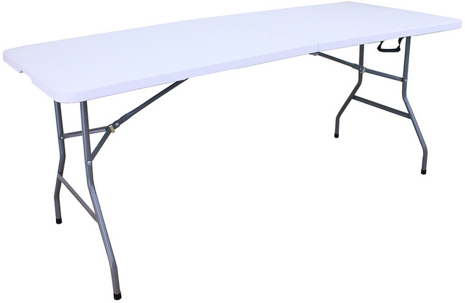 JS生活居家 對摺折疊桌 180x70cm 六尺 輕量化 免組裝 擺攤/露營/拜拜用桌 多用途-白色, 象牙白色