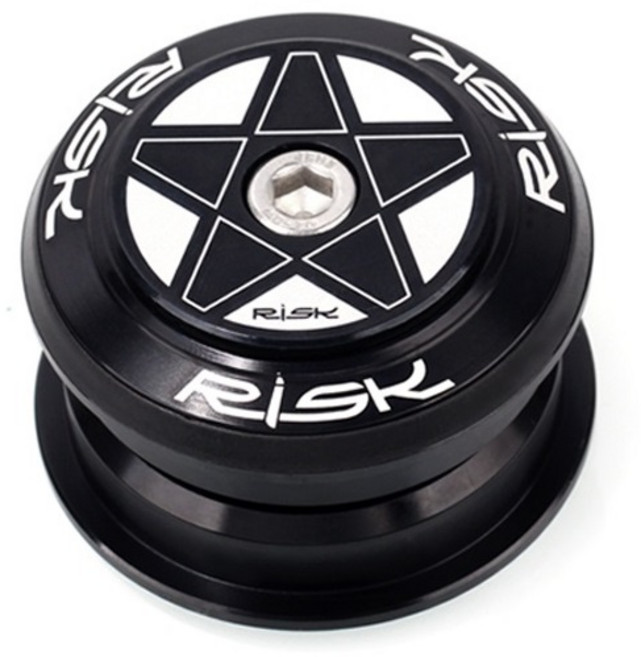 RISK輕量化鋁合金半隱藏雙培林自行車CNC車頭碗組 直管前叉 28.6/44/30, 1個, 黑色