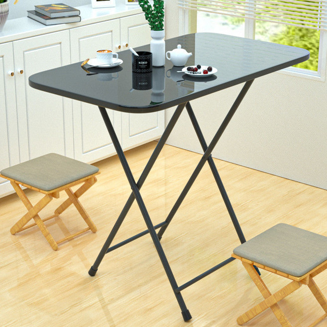家用折疊桌餐桌 60x40x72cm, 80*50*72烤漆雙槓黑