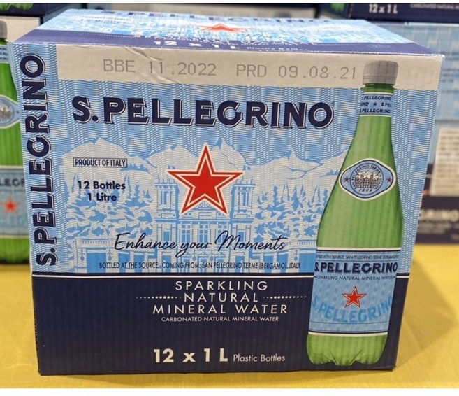 S.Pellegrino 氣泡天然礦泉水 12瓶 x 1公升 義大利進口, 1L, 12個