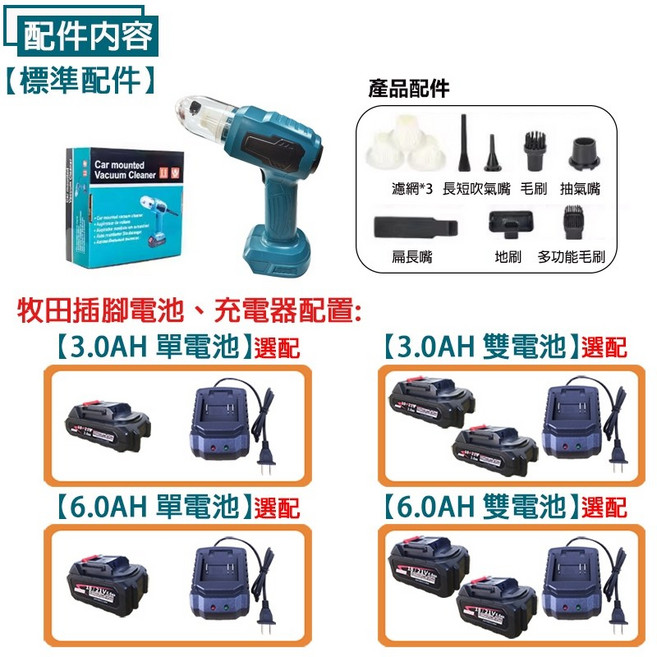 宇慶ASAHI SC14LI 鋰電手持吸塵器 吹吸兩用無線吸塵槍, SC14LI+無芯片6.0雙電池, SC14LI, 無芯片6.0雙電池