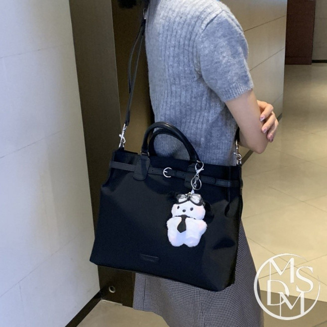 MDMS 後背包 斜背包 公事包 大容量 韓系通勤 女, 黑色(無掛件)