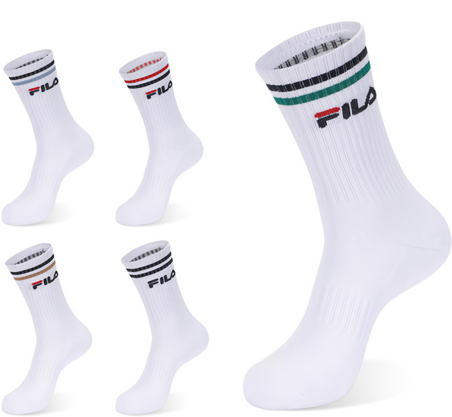 FILA 斐樂 休閒 Ringle 雙層氣墊中筒襪 5雙組