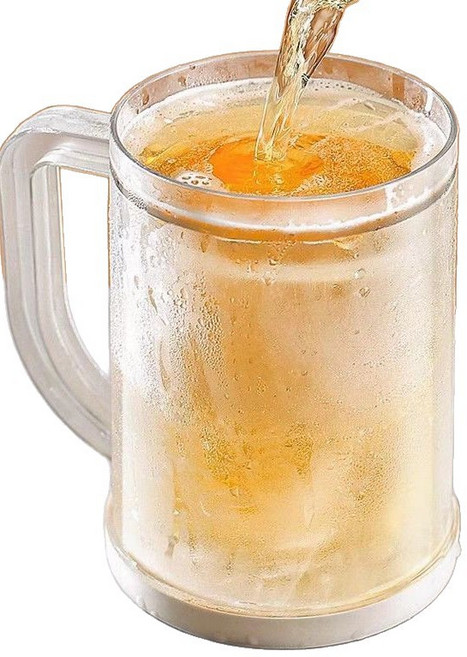 CEYYR 雙層快速冰杯食品級耐冷熱大容量帶把手冷凍冰鎮杯, 透明色, 1個