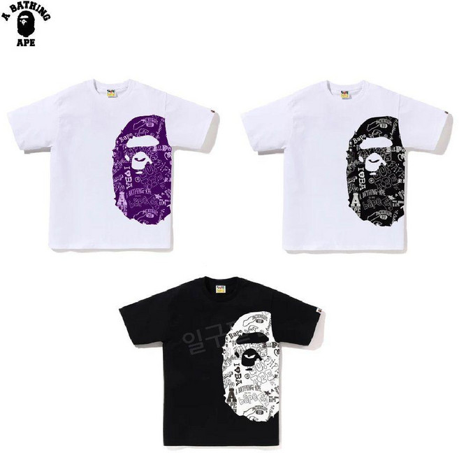 베이프 BAPE 정품 / 핸드 드로우 패턴 사이드 빅 에이피 헤드 반팔티 HAND DRAW PATTERN SIDE BIG APE HEAD TEE