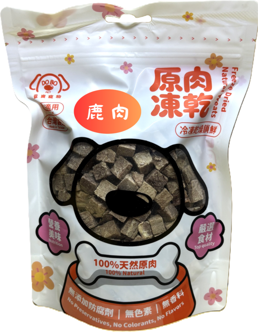 【DOBO PET豆寶寵物】100%原肉凍乾-鹿肉(每包100g) 天然無添加 台灣製造, 100g, 1個, 鹿肉