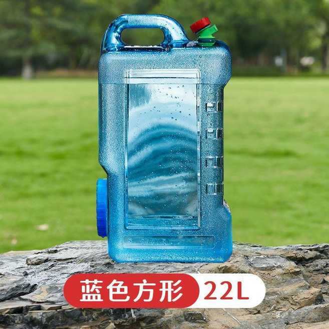 戶外水桶 儲水箱 帶龍頭 大容量蓄水桶, 1個, 藍色22升水桶 帶孔蓋, 22升