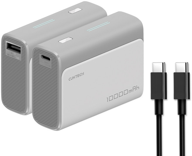 CUKTECH 10000mAh 迷你行動電源 輕巧便攜安全快充 手機平板適用, 灰色, BSMI / CCC 雙認證 PB100S