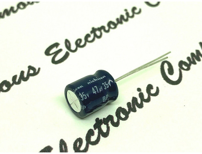 NICHICON BP/NP 47uF 35V 無極性立式電解電容 - 適用於馬達/泵浦, 1個