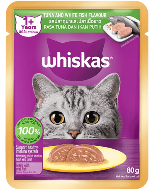 Whiskas 偉嘉 幼貓鮪魚口味濕糧包 2-12個月, 80g, 28個, 鮪魚白魚