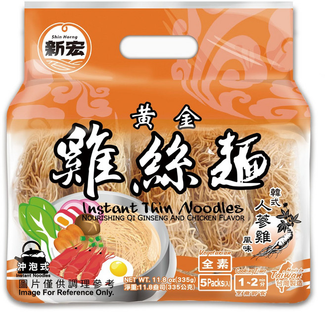 新宏 黃金鍋燒 / 雞絲麵, 1個, 雞絲麵(韓式人蔘雞)