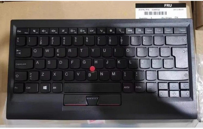 Lenovo Thinkpad 0B47190 ku1255용 북유럽 덴마크 레이아웃 USB 소형 레드 도트 유선 키보드, 8723 Denmark, 01 8723 Denmark