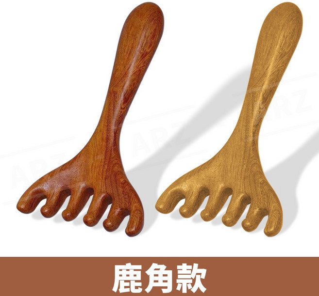 ARZ 檀木按摩梳 鹿角款 舒筋活絡, 1個