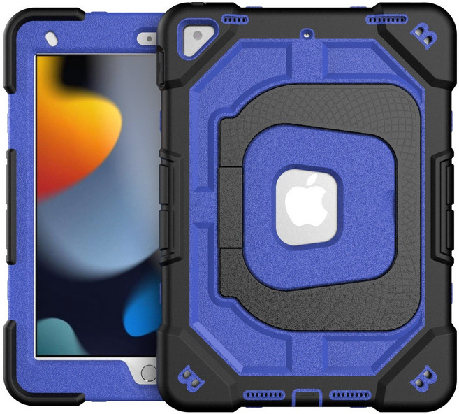 適用於 2021年 iPad9 第9代10.2吋 iPad 9 A2602 A2604 A2603 A2605 防摔殼 保護套 保護殼 保護力超好, 黑藍色防摔殼, 1個