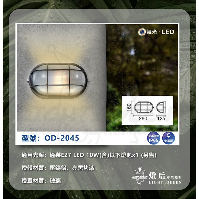 舞光 戶外壁燈 OD-2042 防水燈泡型 防潮 門口 騎樓 陽台壁燈, OD-2045