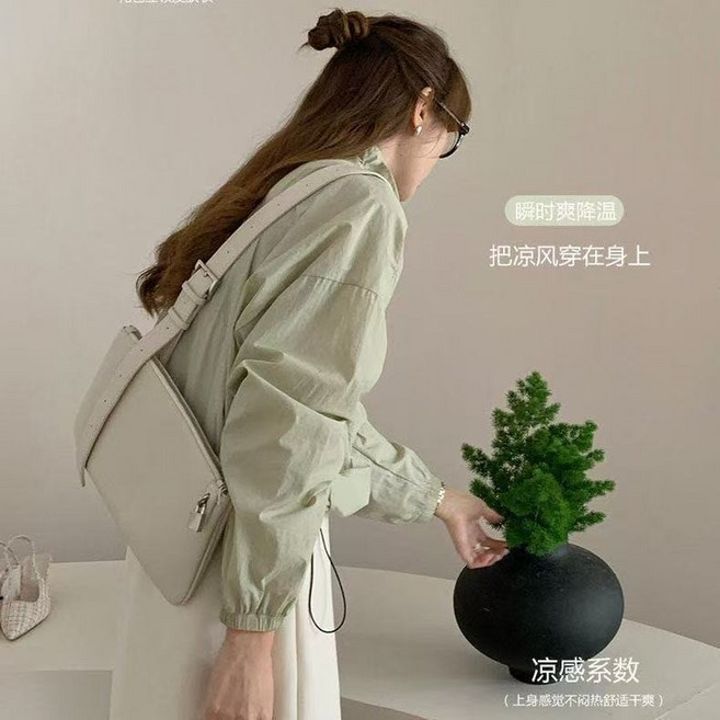 女士韓系輕戶外防曬外套 抽繩顯瘦涼感冰絲薄外套