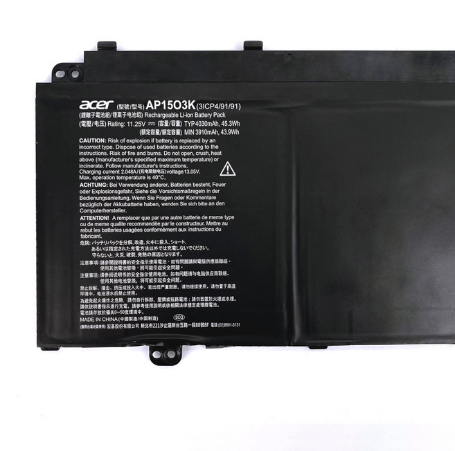 AP15O3K 電池 筆記型電腦替換電池, 1個, 保固一年