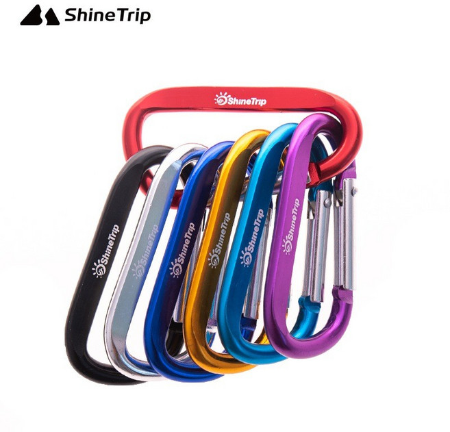 ShineTrip 山趣 鋁合金D型扣環, 1個, 顏色隨機出貨,可備註顏色, 顏色隨機出貨