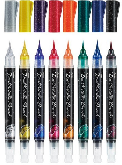 Pentel 飛龍 XGFH 蝴蝶毛筆 牛奶毛筆 書法繪畫專用, 1支, 橙 PFX