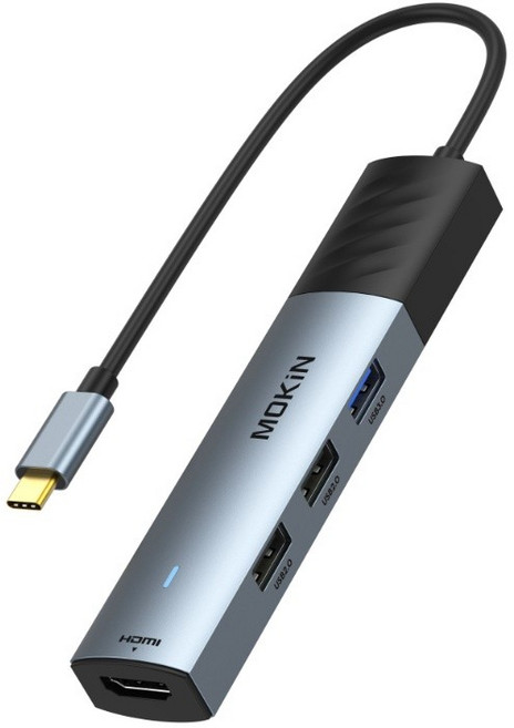 MOKiN 4K HDMI 100W PD快充 USB 3.0 5Gbps, 1個, 5合1 USB-C多功能擴充HUB, 銀灰色