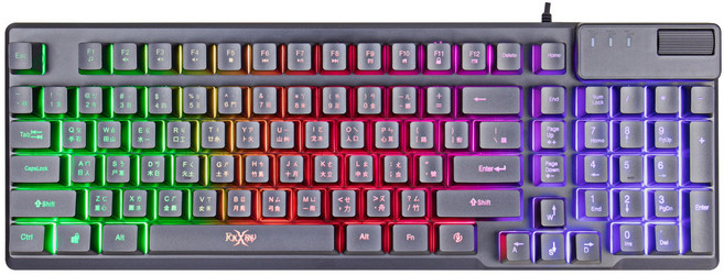 【Foxxray】FXR-BKL-85 鋼尼爾戰狐電競鍵盤 雷雕發光字符 19鍵不衝突 彩虹背光呼吸燈 可鎖定視窗, 鐵灰色, FXR-BKL-85