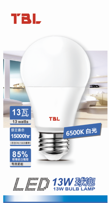 TBL LED 燈泡 13W, 4個, 白光 6500K