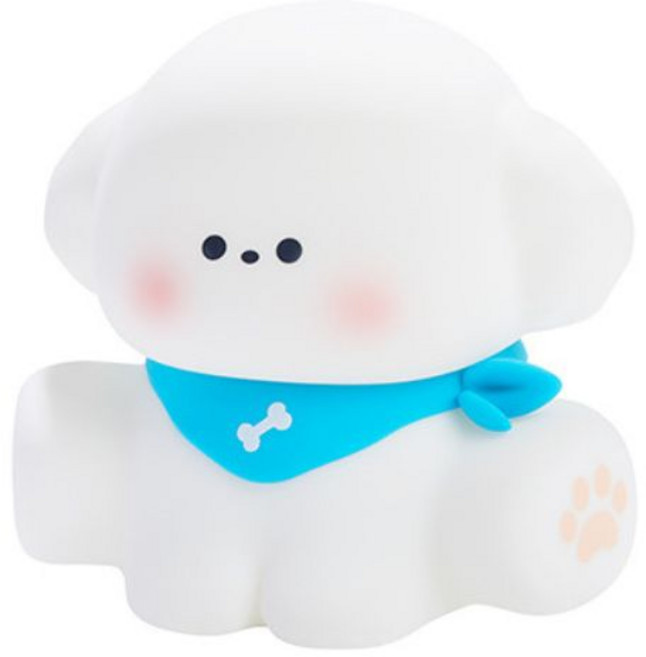 CUTE PUPPY 小奶狗拍拍燈 矽膠夜燈 治癒柔光 溫馨相伴, 白色