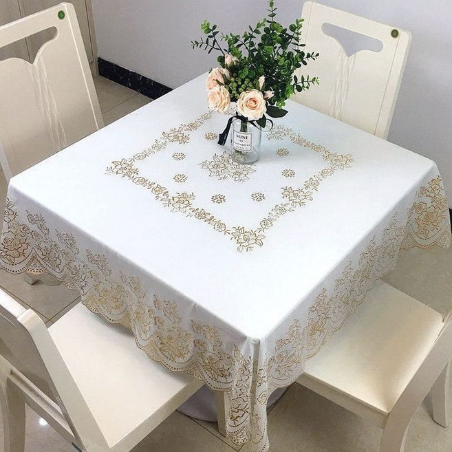 防水防油防燙桌布 免洗餐桌布, Z003燙金, 1個, 135*135釐米