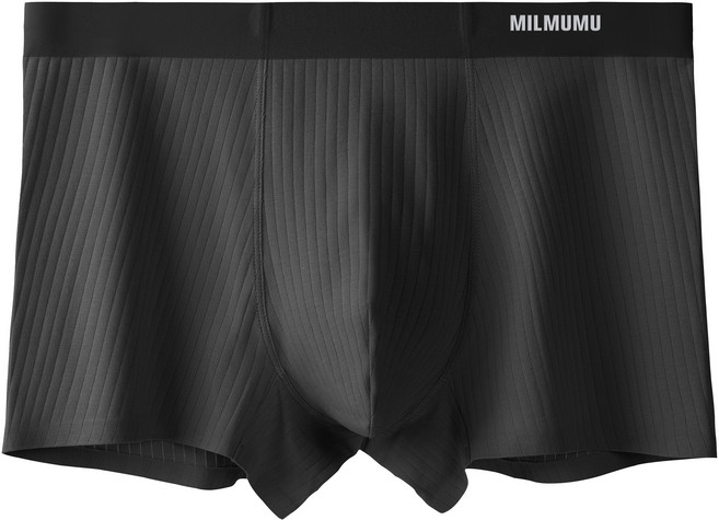 MILMUMU 男士長絨棉平角內褲 無痕舒適 透氣排汗 岩石黑 2XL