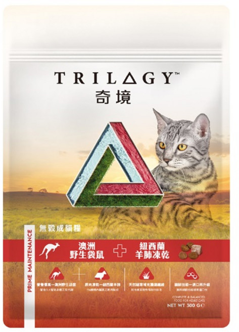 TRILOGY 奇境 無穀貓糧 野生+羊肺凍乾, 300g, 1包, 袋鼠