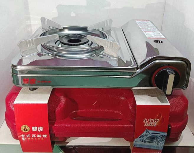 雙虎卡式瓦斯爐 3.1kW大火力 便攜式卡式爐 戶外爐具, 白色, 1個