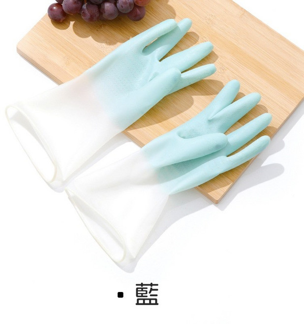 乳膠洗碗手套 家務清潔 防滑, 藍色, 1個, L
