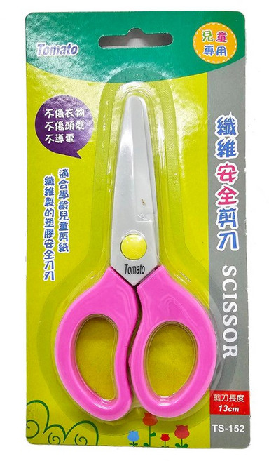 Tomato 兒童安全剪刀 學齡適用 纖維塑膠剪刀 TS-152, 1個, 粉