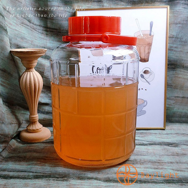 Daylight 10L 手提式方格玻璃罐,梅酒果酒發酵瓶, 1個, 10L手提式方格玻璃罐-店到店上限1個