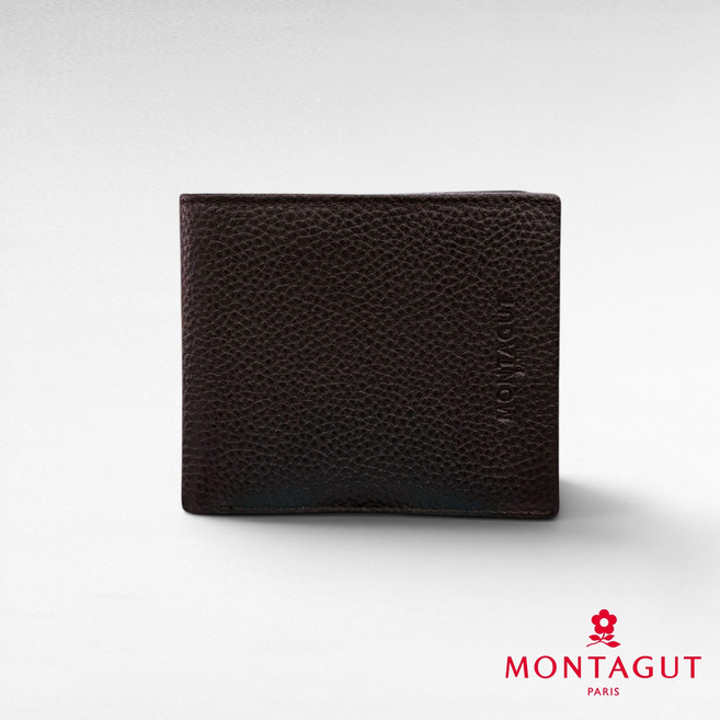 MONTAGUT 夢特嬌 時尚頭層牛皮真皮 皮夾錢包 咖啡色 508