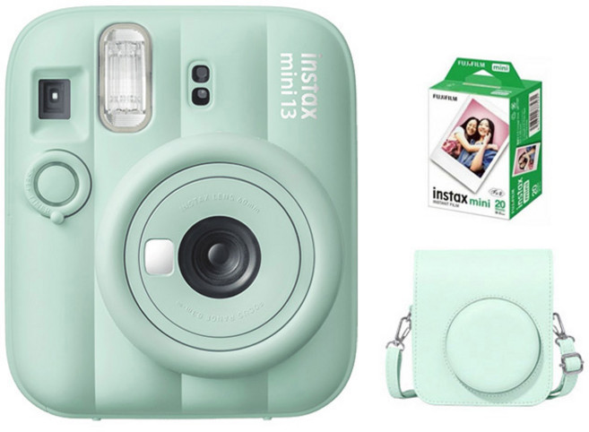 Fujifilm Instax Mini 13 馬上看拍立得相機 附20張底片+專用皮套, 1套, nstax mini 13 綠色
