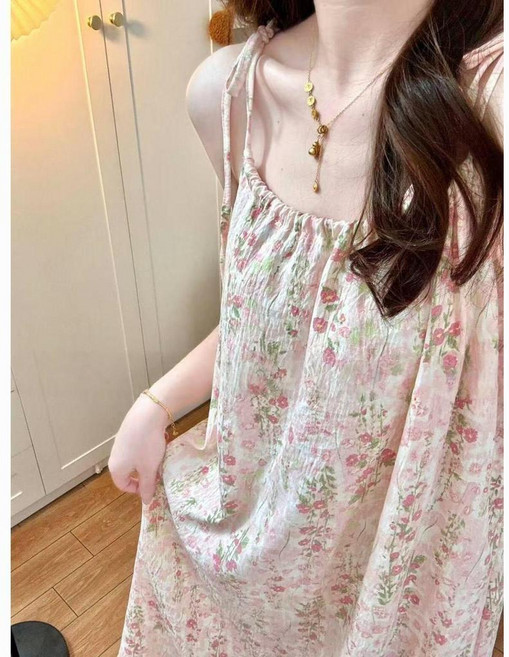 夏季甜美花園吊帶睡裙帶胸墊2025新款睡衣女高級感家居服睡衣