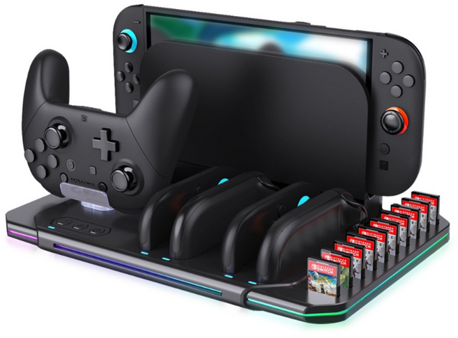 SWITCH2 多功能散熱充電底座,支援手把充電與卡匣收納, 1個, 黑色, SW2139