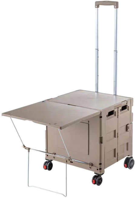【品樂生活】 75L露營兩用掀桌車, 卡其棕, 1層