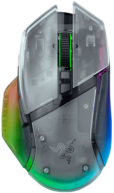 Razer 雷蛇 Basilisk V3 Pro 35K 巴塞利斯蛇 無線滑鼠 Phantom 白 4向滾輪 電競滑鼠, 透明/RGB 燈效, 主商品