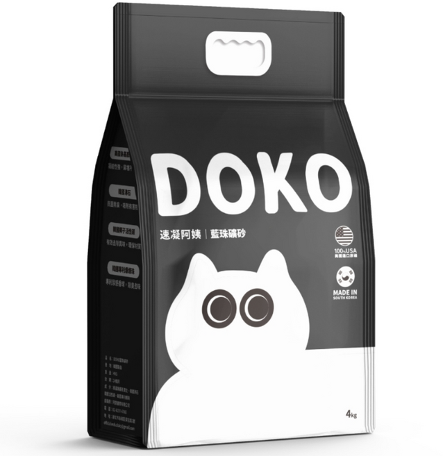 DOKO藍珠礦砂 韓國專利除臭藍珠 美國進口原礦 除臭貓砂 凝結力強 速凝阿姨, 1套, 原砂版4入/箱 (無添加木薯砂), 4kg, 原砂版(無添加木薯砂)